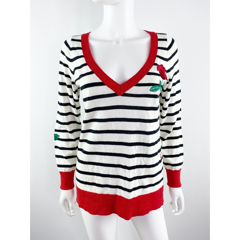 Chaser Black & White Striped Garden Knit Sweater - Picture 3 of 11